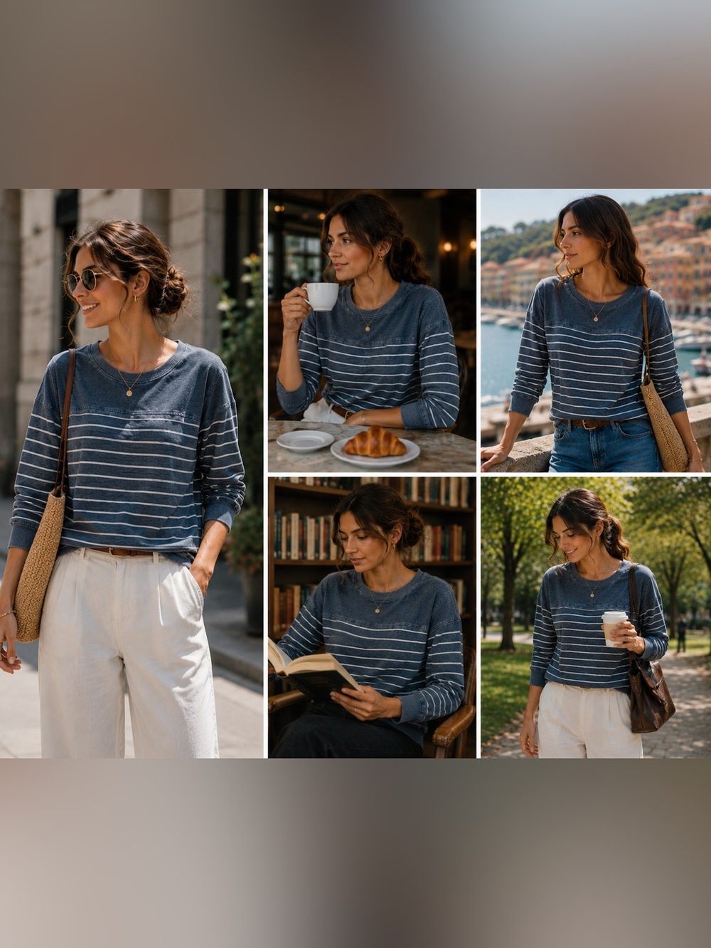 Savanna Jane Blue and White Striped Crewneck Sweater